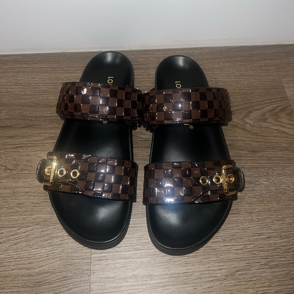 Louis Vuitton Bom Dia Flat Mule (Patent Damier)